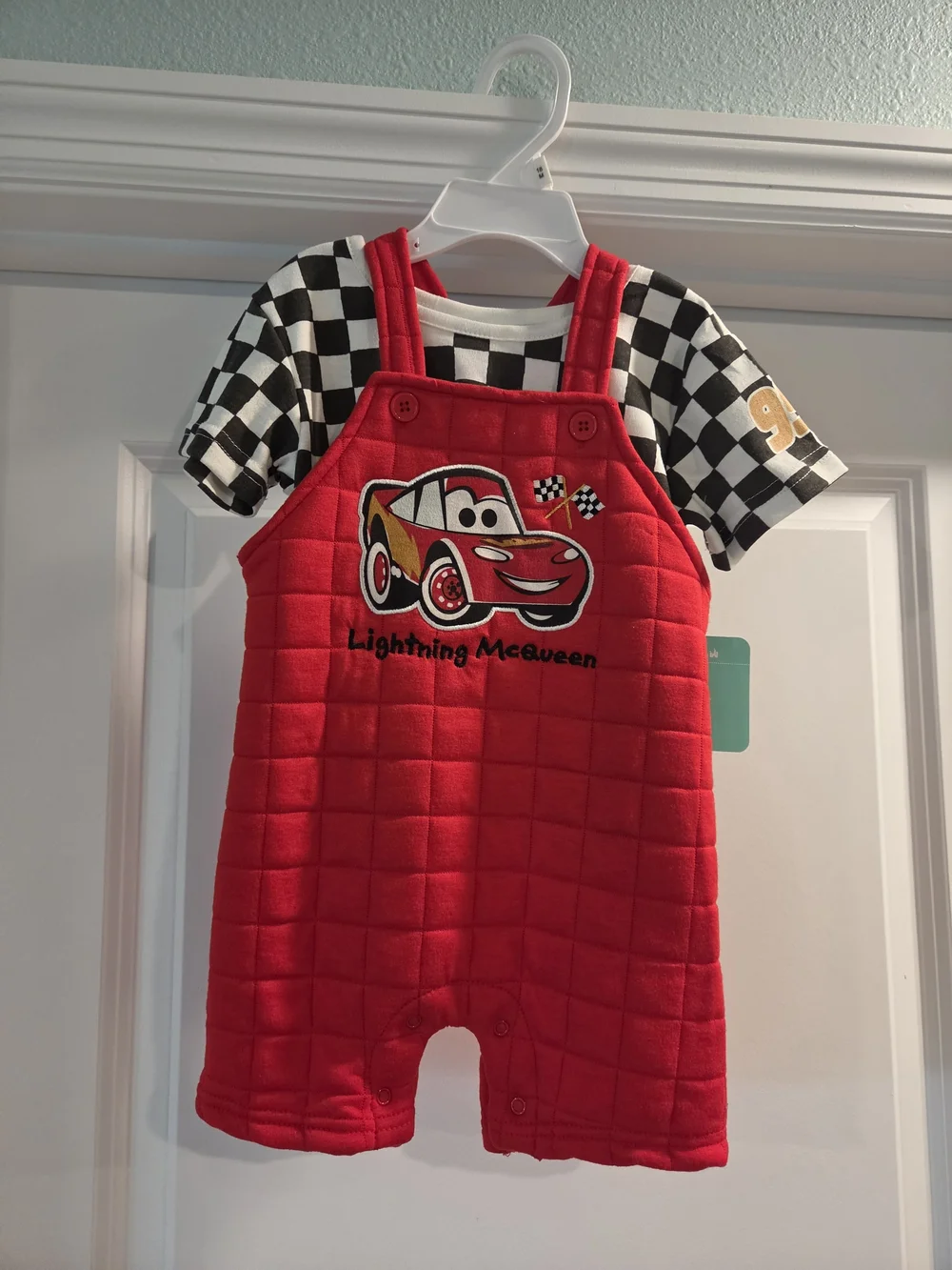 Disney Nwt Red Quilted Lightning McQueen Overall Set Size 18months